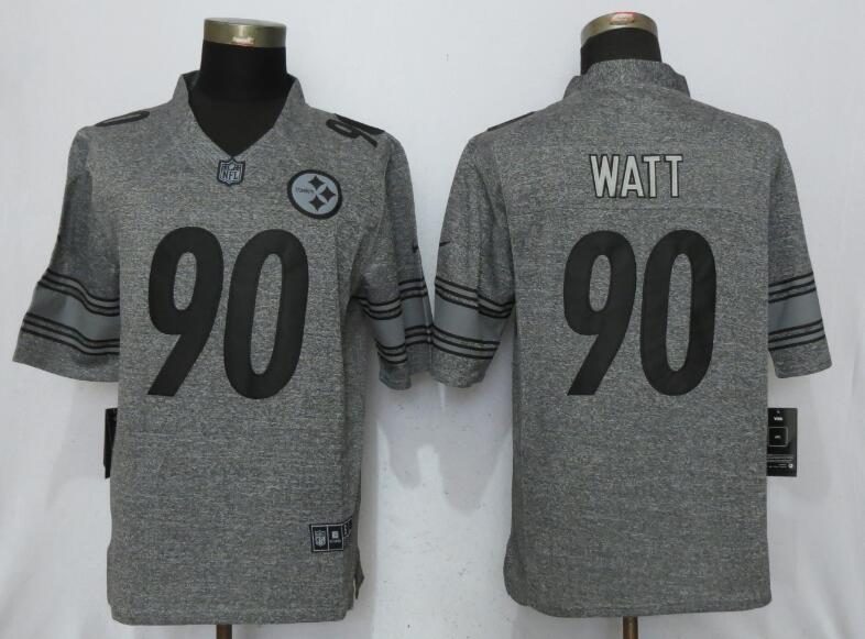 Men Pittsburgh Steelers #90 Watt Gray Stitched Gridiron Gray Limited Nike NFL Jerseys